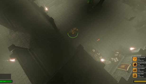 Codename "PTD" — torch-lit dungeon plaza with ability bar